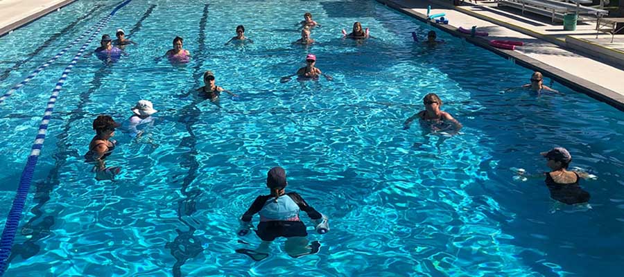 adults doing an aquacise workout in the water