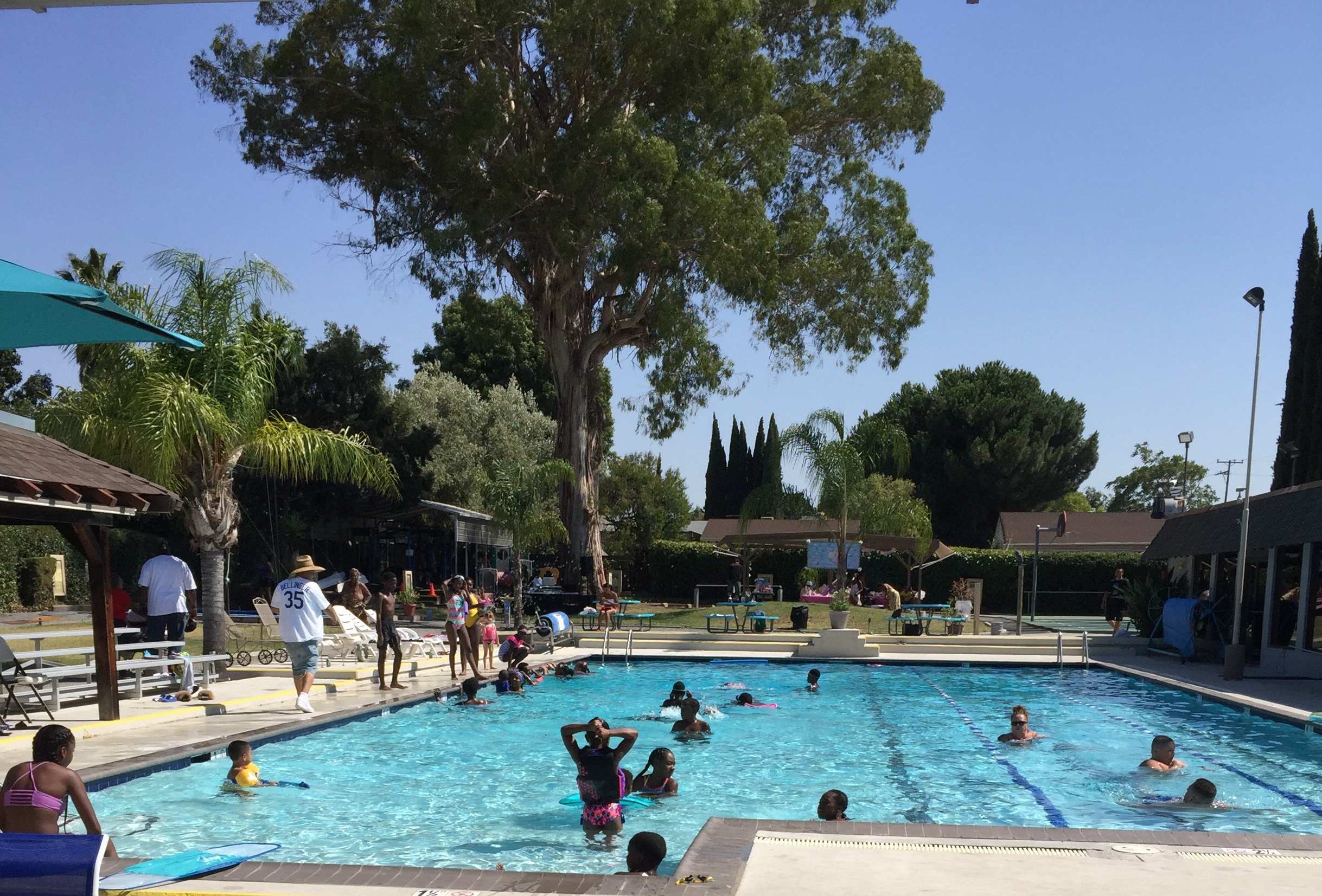 kids playing in the pool for the pool party