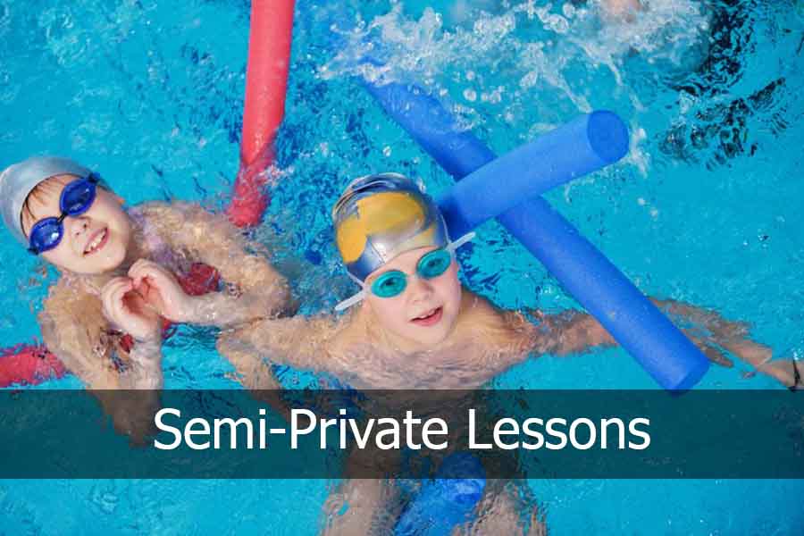 Semi Private Lessons FM 2 kids in the pool