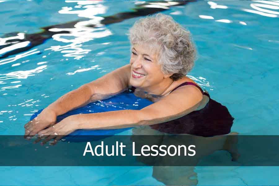 one adult in the pool for lesson