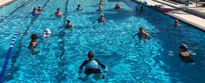 adults doing an aquacise workout in the water