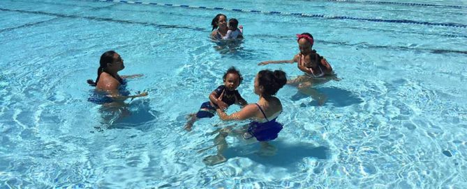 picture of the parents and babies doing swimming lessons