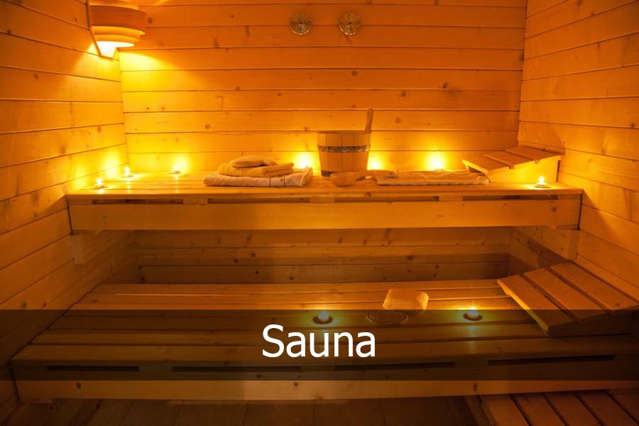 Empty sauna with towels